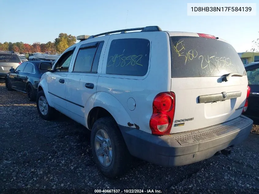 2007 Dodge Durango Sxt VIN: 1D8HB38N17F584139 Lot: 40667537