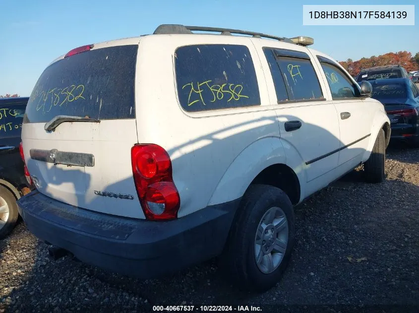 2007 Dodge Durango Sxt VIN: 1D8HB38N17F584139 Lot: 40667537