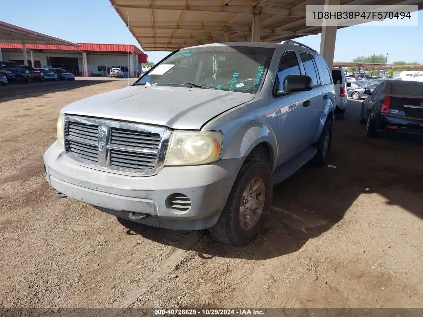 2007 Dodge Durango Sxt VIN: 1D8HB38P47F570494 Lot: 40726629