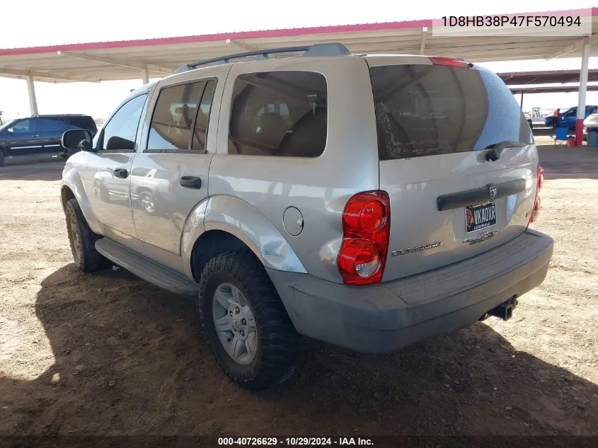 2007 Dodge Durango Sxt VIN: 1D8HB38P47F570494 Lot: 40726629