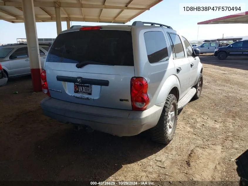 2007 Dodge Durango Sxt VIN: 1D8HB38P47F570494 Lot: 40726629