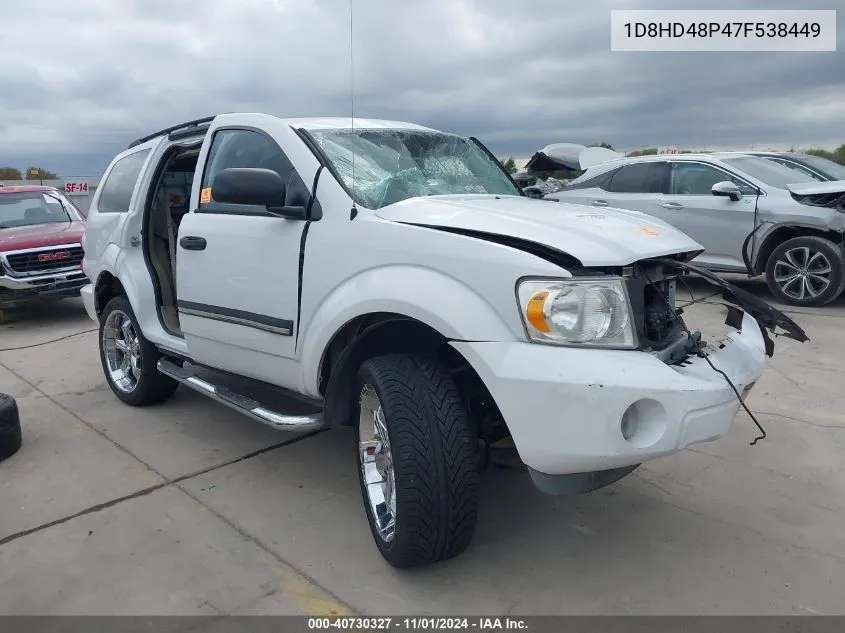 2007 Dodge Durango Slt VIN: 1D8HD48P47F538449 Lot: 40730327