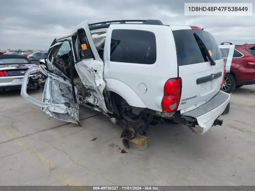 2007 Dodge Durango Slt VIN: 1D8HD48P47F538449 Lot: 40730327