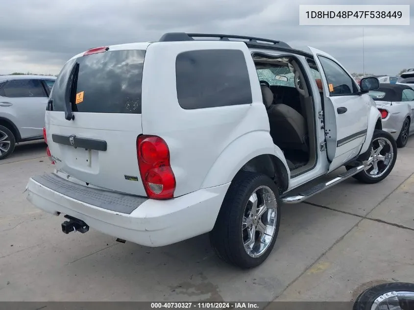 2007 Dodge Durango Slt VIN: 1D8HD48P47F538449 Lot: 40730327