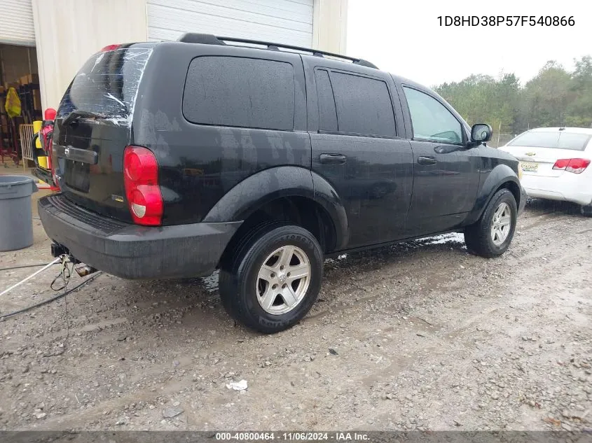 2007 Dodge Durango Sxt VIN: 1D8HD38P57F540866 Lot: 40800464