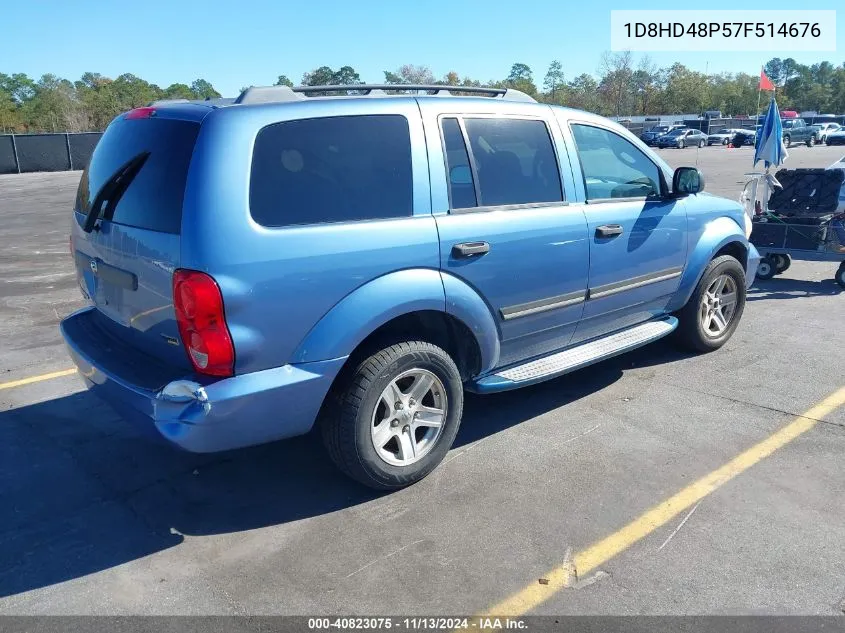 2007 Dodge Durango Slt VIN: 1D8HD48P57F514676 Lot: 40823075