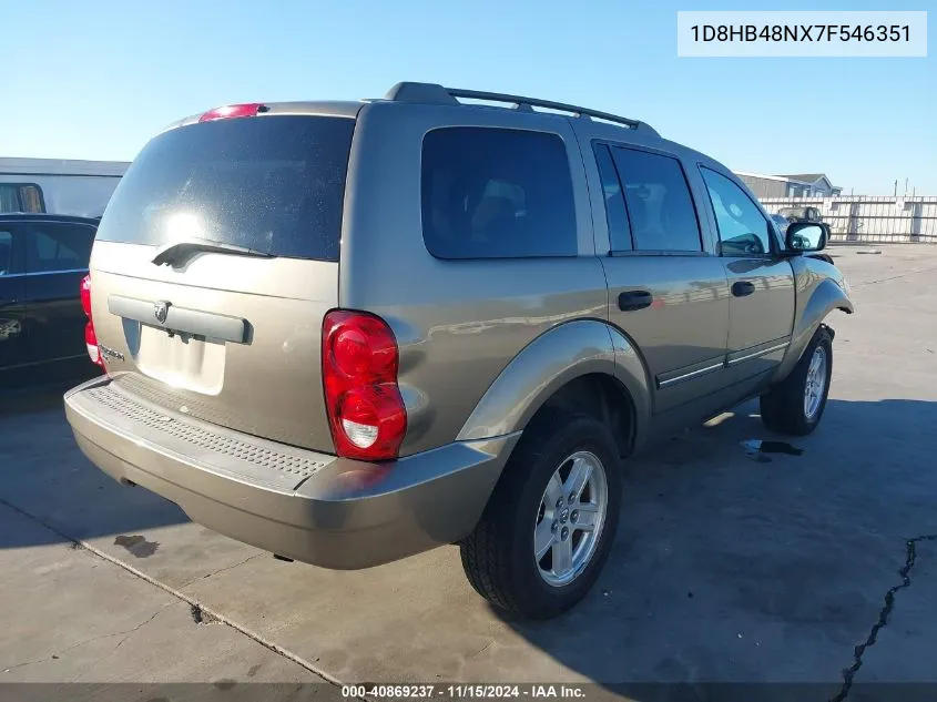 2007 Dodge Durango Slt VIN: 1D8HB48NX7F546351 Lot: 40869237