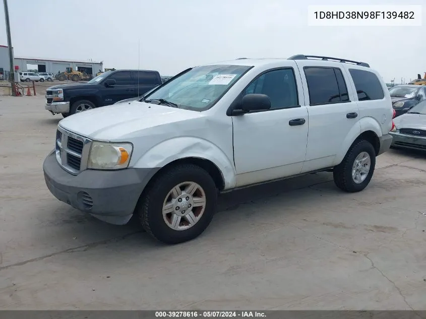 2008 Dodge Durango Sxt VIN: 1D8HD38N98F139482 Lot: 39278616