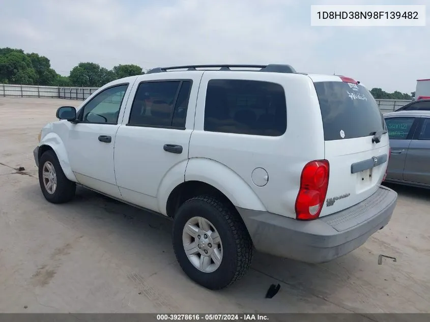 2008 Dodge Durango Sxt VIN: 1D8HD38N98F139482 Lot: 39278616