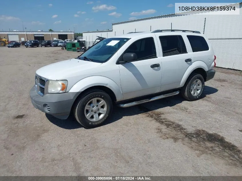 2008 Dodge Durango Sxt VIN: 1D8HD38KX8F159374 Lot: 39905856