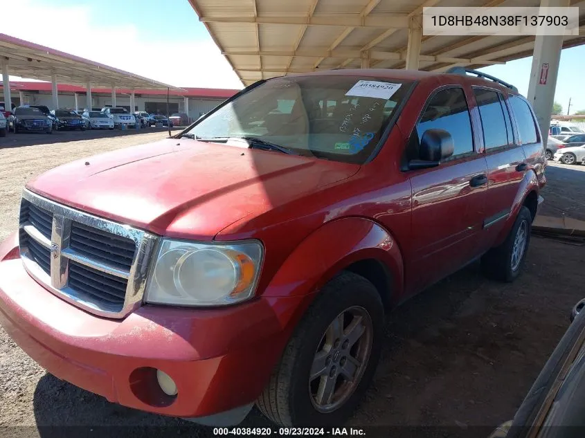 2008 Dodge Durango Slt VIN: 1D8HB48N38F137903 Lot: 40384920