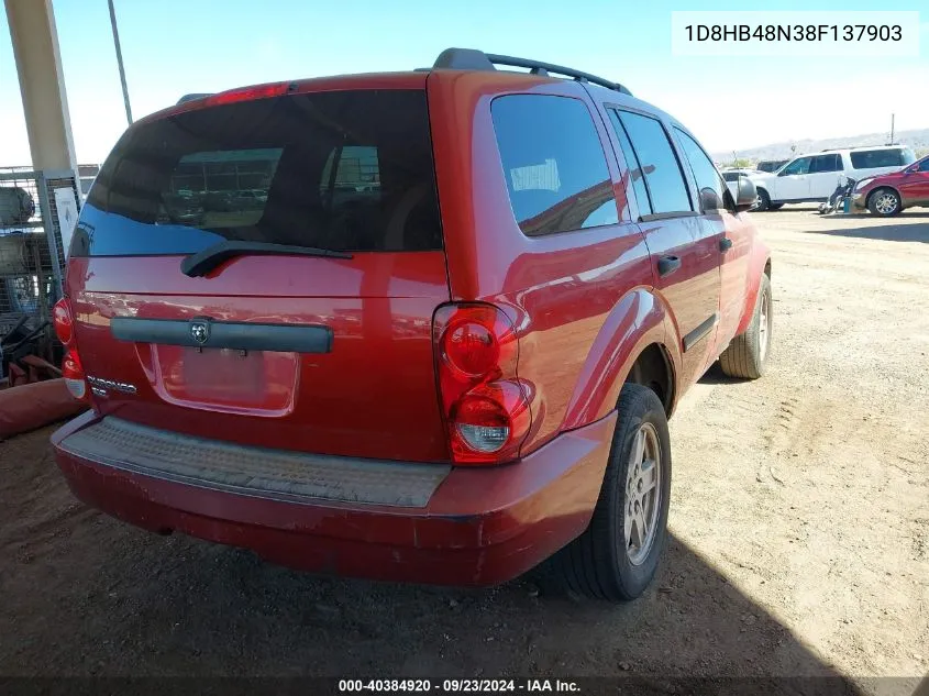 2008 Dodge Durango Slt VIN: 1D8HB48N38F137903 Lot: 40384920