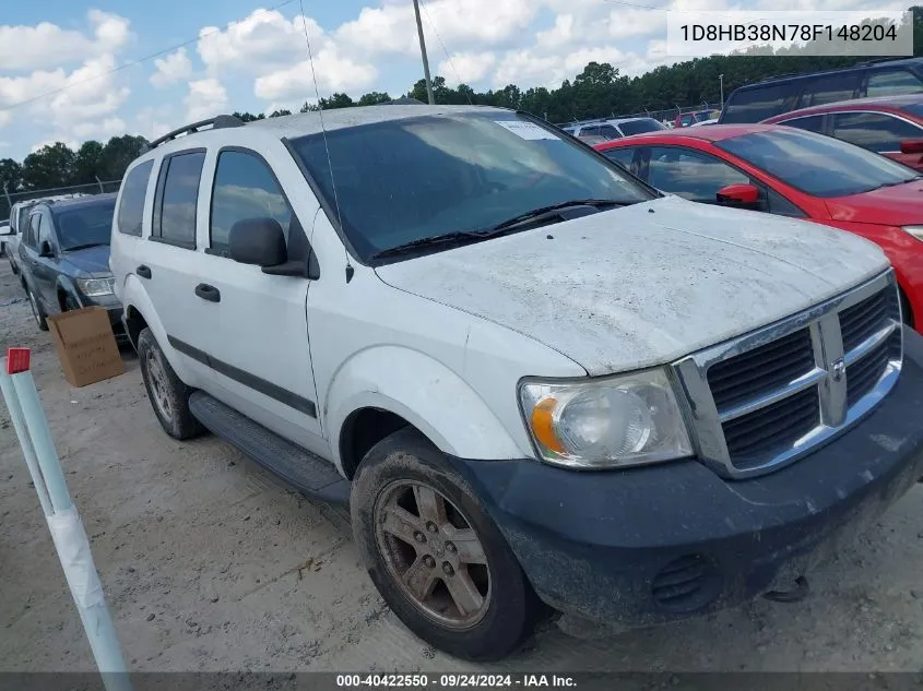 2008 Dodge Durango Sxt VIN: 1D8HB38N78F148204 Lot: 40422550