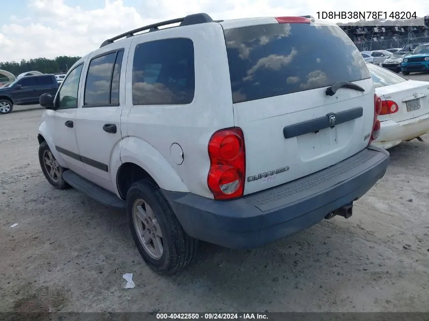 2008 Dodge Durango Sxt VIN: 1D8HB38N78F148204 Lot: 40422550