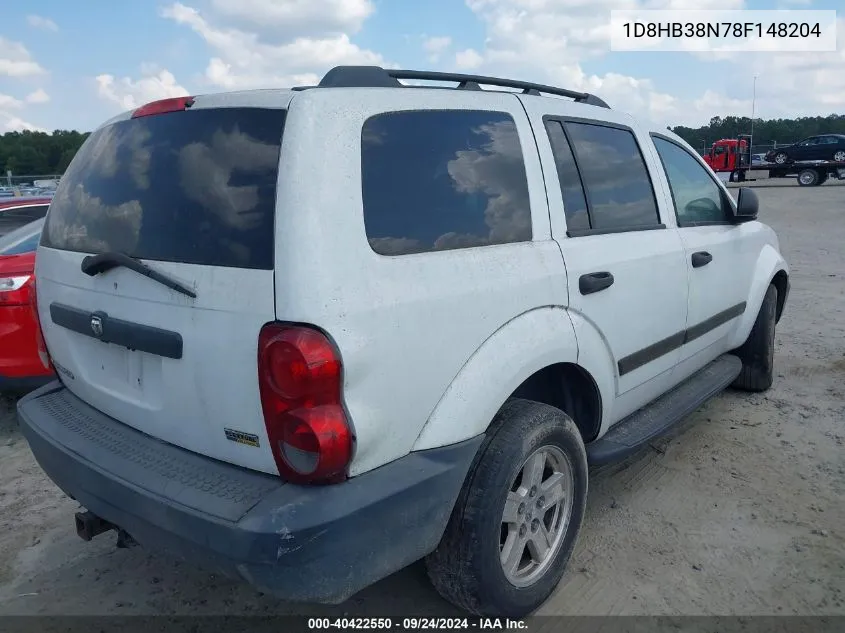 2008 Dodge Durango Sxt VIN: 1D8HB38N78F148204 Lot: 40422550