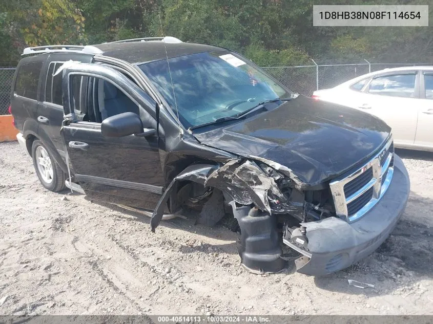 2008 Dodge Durango Sxt VIN: 1D8HB38N08F114654 Lot: 40514113