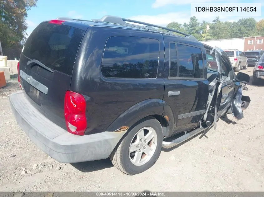 2008 Dodge Durango Sxt VIN: 1D8HB38N08F114654 Lot: 40514113