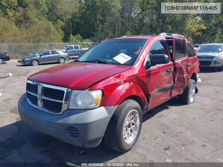 2008 Dodge Durango Sxt VIN: 1D8HD38N88F116405 Lot: 40590820