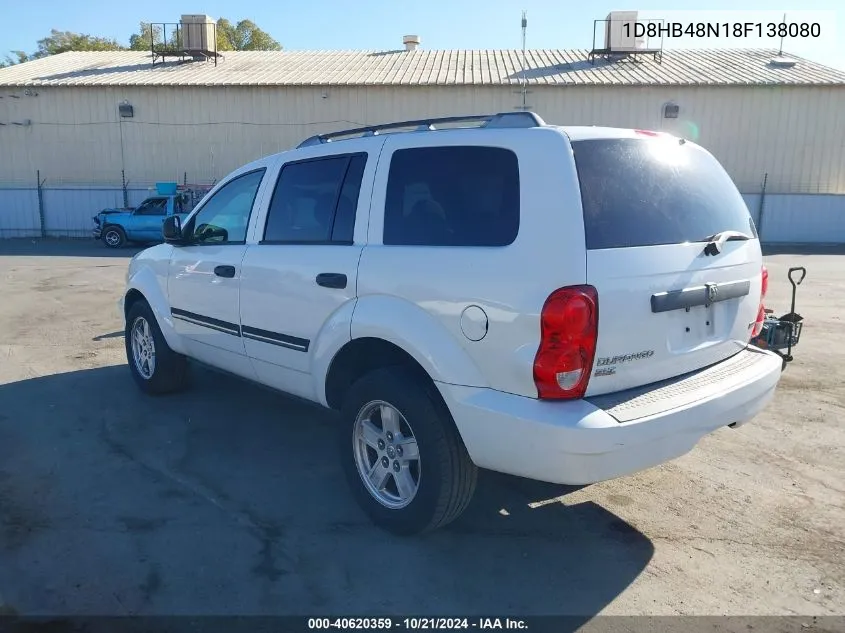 2008 Dodge Durango Slt VIN: 1D8HB48N18F138080 Lot: 40620359