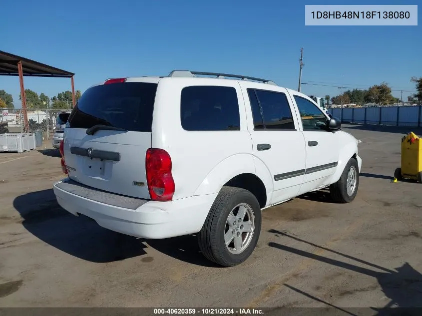 2008 Dodge Durango Slt VIN: 1D8HB48N18F138080 Lot: 40620359