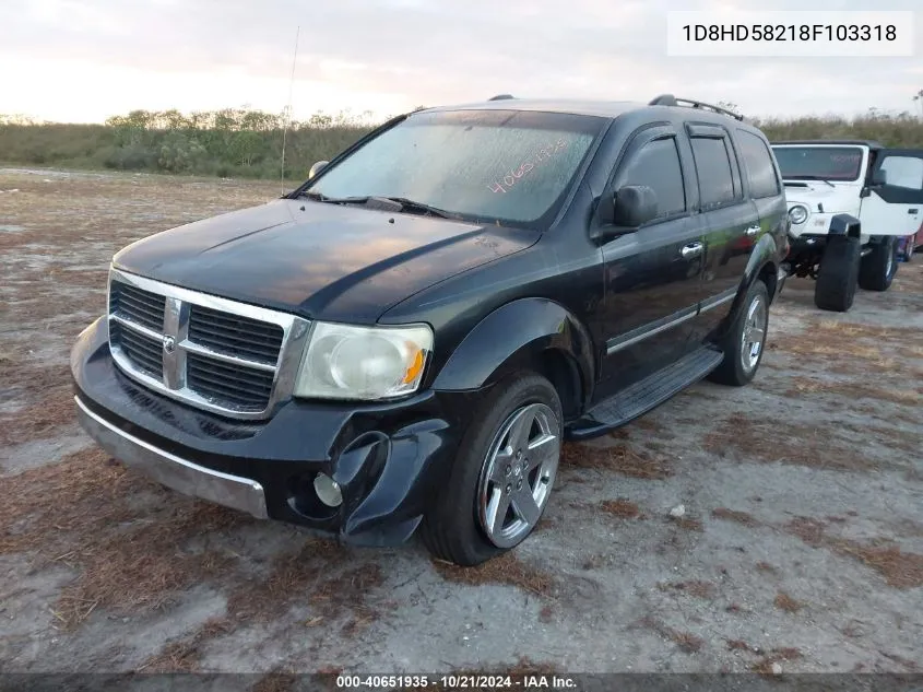 2008 Dodge Durango Limited VIN: 1D8HD58218F103318 Lot: 40651935