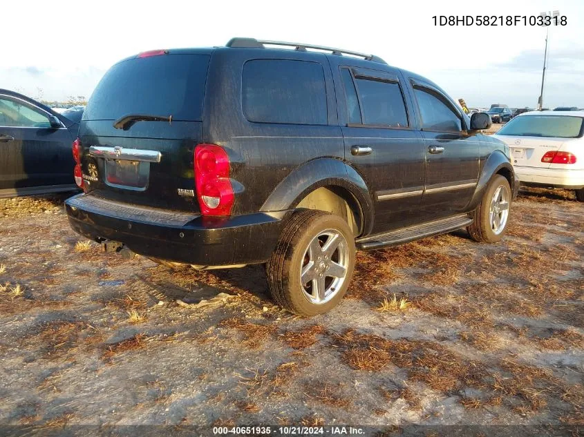 2008 Dodge Durango Limited VIN: 1D8HD58218F103318 Lot: 40651935