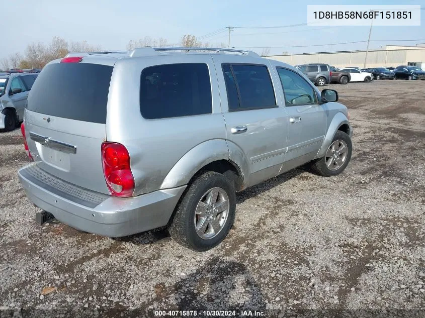 2008 Dodge Durango Limited VIN: 1D8HB58N68F151851 Lot: 40715878