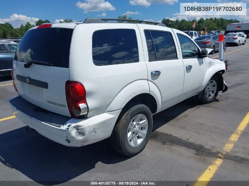 2009 Dodge Durango Se VIN: 1D8HB38P19F702680 Lot: 40130775