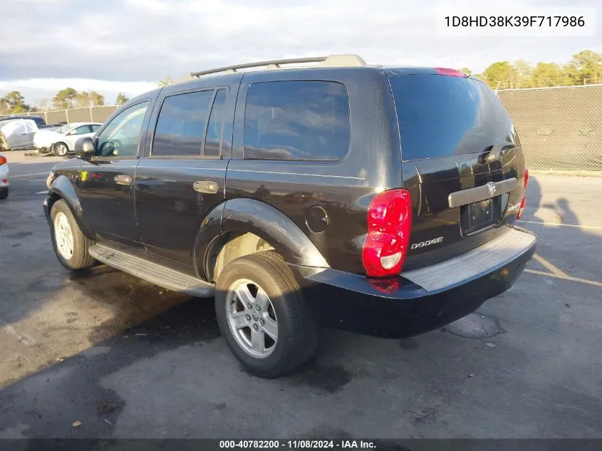 2009 Dodge Durango Se VIN: 1D8HD38K39F717986 Lot: 40782200