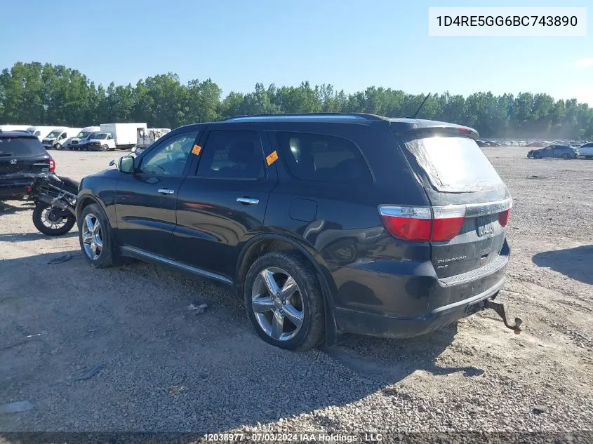 2011 Dodge Durango Citadel VIN: 1D4RE5GG6BC743890 Lot: 12038977