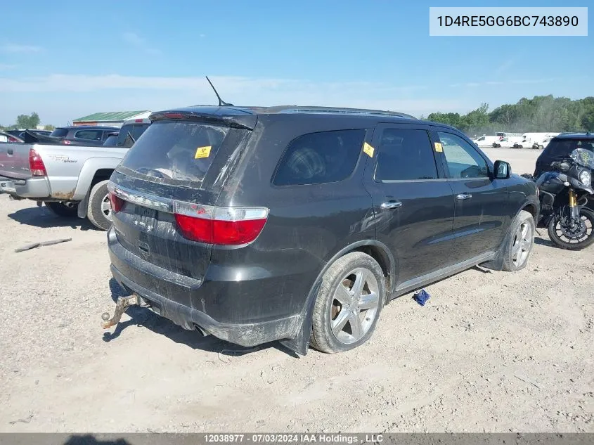 2011 Dodge Durango Citadel VIN: 1D4RE5GG6BC743890 Lot: 12038977