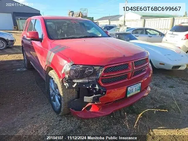 2011 Dodge Durango R/T VIN: 1D4SE6GT6BC699667 Lot: 20184107