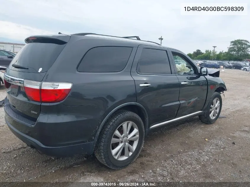 2011 Dodge Durango Crew VIN: 1D4RD4GG0BC598309 Lot: 39743015