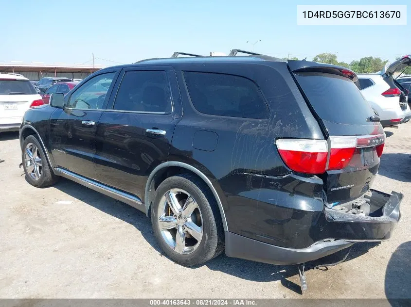 2011 Dodge Durango Citadel VIN: 1D4RD5GG7BC613670 Lot: 40163643