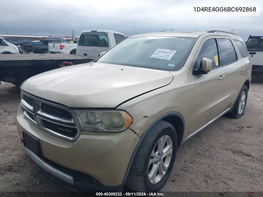 2011 Dodge Durango Crew VIN: 1D4RE4GG6BC692868 Lot: 40309232