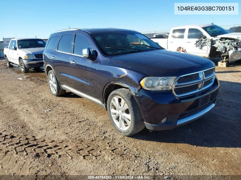 2011 Dodge Durango Crew VIN: 1D4RE4GG3BC700151 Lot: 40784263