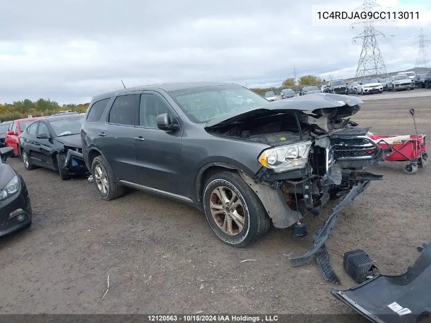 2012 Dodge Durango VIN: 1C4RDJAG9CC113011 Lot: 12120563