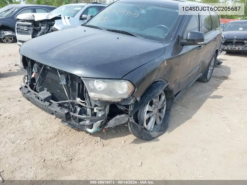 2012 Dodge Durango R/T VIN: 1C4SDJCT6CC205687 Lot: 39418873