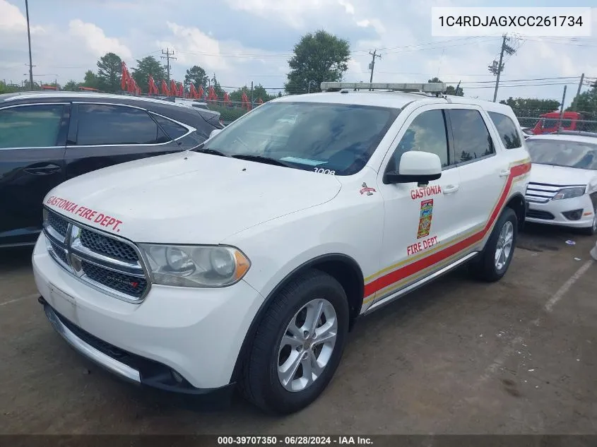 1C4RDJAGXCC261734 2012 Dodge Durango Sxt