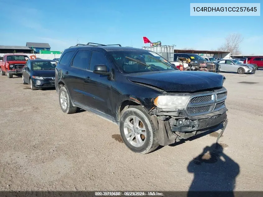 2012 Dodge Durango Sxt VIN: 1C4RDHAG1CC257645 Lot: 39710680