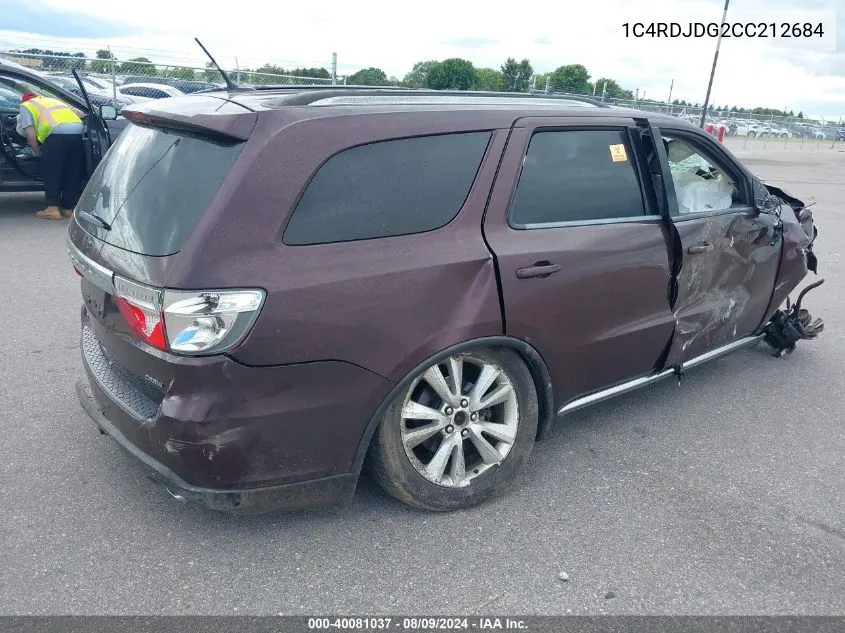 2012 Dodge Durango Crew VIN: 1C4RDJDG2CC212684 Lot: 40081037