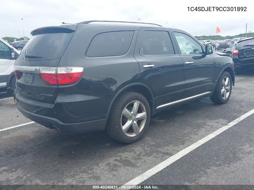 2012 Dodge Durango Citadel VIN: 1C4SDJET9CC301892 Lot: 40240831