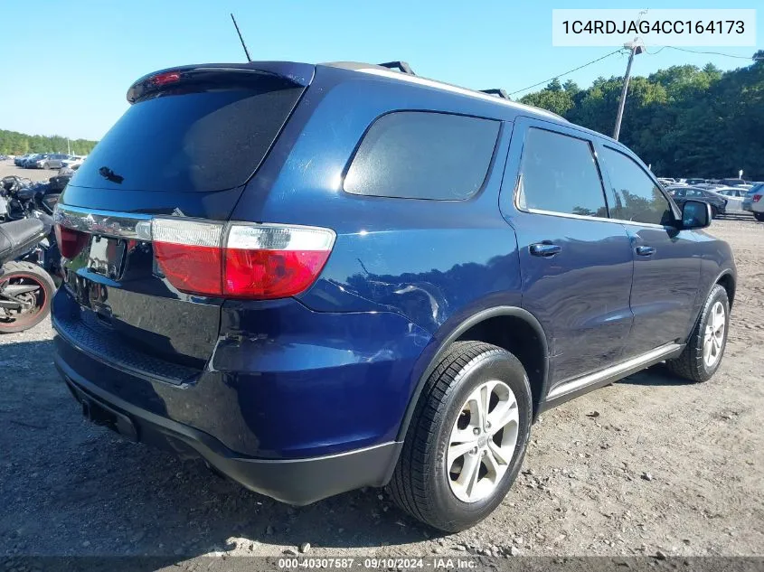 2012 Dodge Durango Sxt VIN: 1C4RDJAG4CC164173 Lot: 40307587