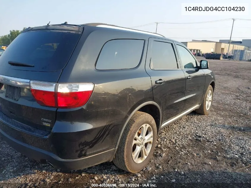 2012 Dodge Durango Crew VIN: 1C4RDJDG4CC104230 Lot: 40336696