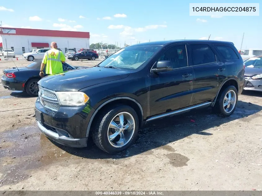 2012 Dodge Durango Sxt VIN: 1C4RDHAG6CC204875 Lot: 40346339