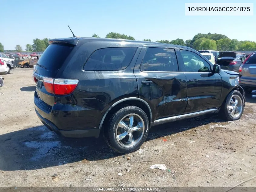 2012 Dodge Durango Sxt VIN: 1C4RDHAG6CC204875 Lot: 40346339