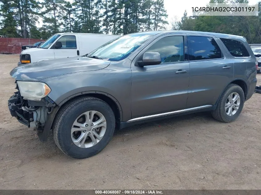 2012 Dodge Durango Sxt VIN: 1C4RDHAG2CC301197 Lot: 40368087