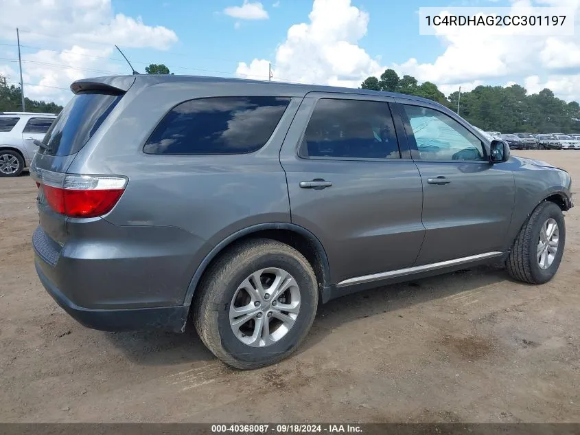 2012 Dodge Durango Sxt VIN: 1C4RDHAG2CC301197 Lot: 40368087