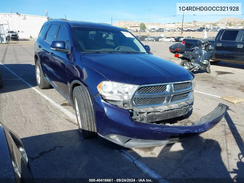 2012 Dodge Durango Crew VIN: 1C4RDHDGOCC321928 Lot: 40416661