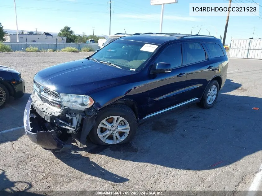 2012 Dodge Durango Crew VIN: 1C4RDHDGOCC321928 Lot: 40416661